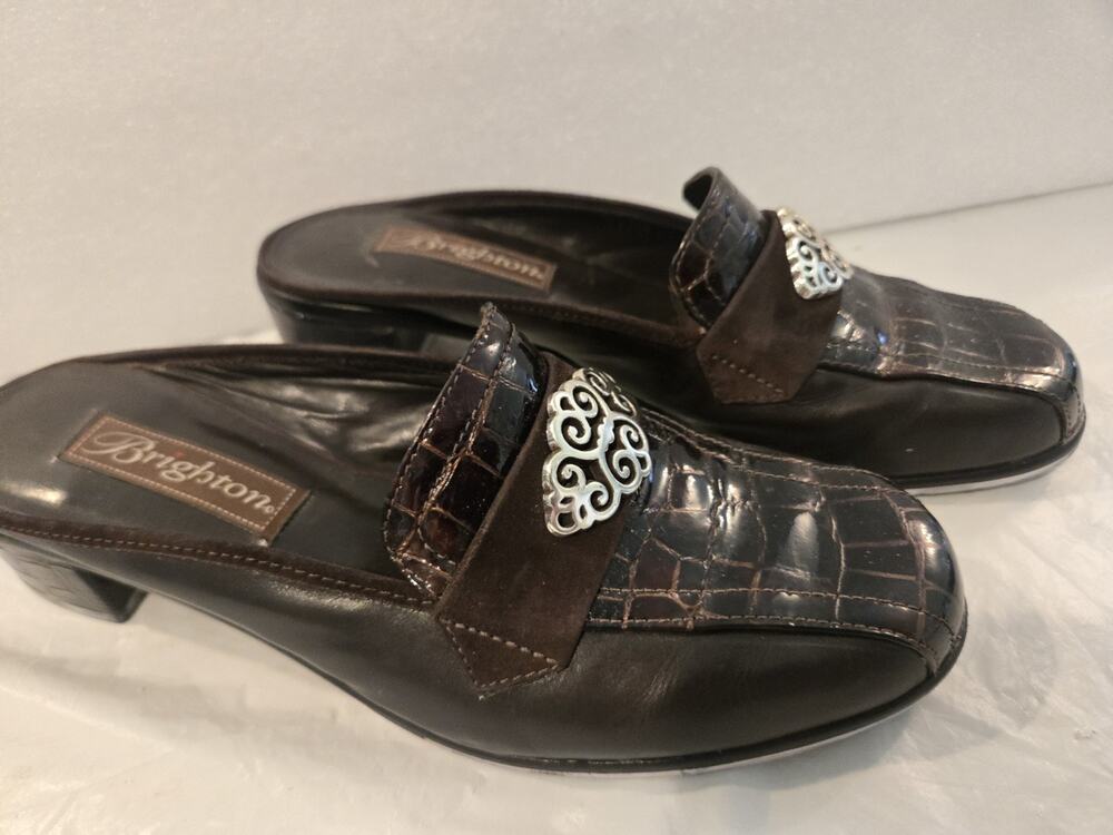Women’s Brighton Avery Brown Patent Leather Mule Slide 6 1/2